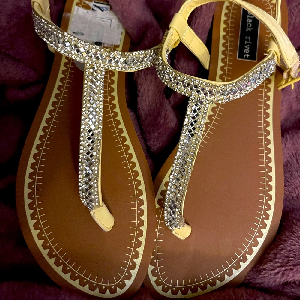 new yellow bling sandals